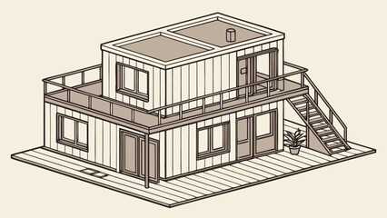 Smart House with Shipping Container, Modern Shipping Container Home, Container house, Container custom home design Plan with Top View for Architectural and Real Estate Design, Small Home