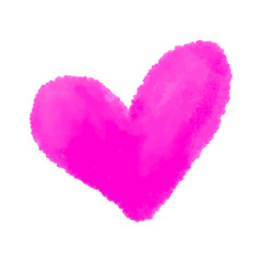 Hand drawn crimson watercolor heart in aquarelle style. Romantic watercolor heart for valentine, love, wedding decoration. Isolated watercolor heart symbolizing romance, passion on white background.