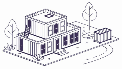 Smart House with Shipping Container, Modern Shipping Container Home, Container house, Container custom home design Plan with Top View for Architectural and Real Estate Design, Small Home