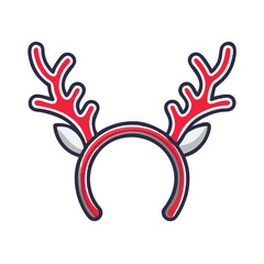 Reindeer antlers icon in red outline for Christmas