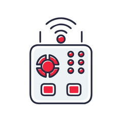 Remote control icon with signal in red and gray