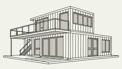 Smart House with Shipping Container, Modern Shipping Container Home, Container house, Container custom home design Plan with Top View for Architectural and Real Estate Design, Small Home