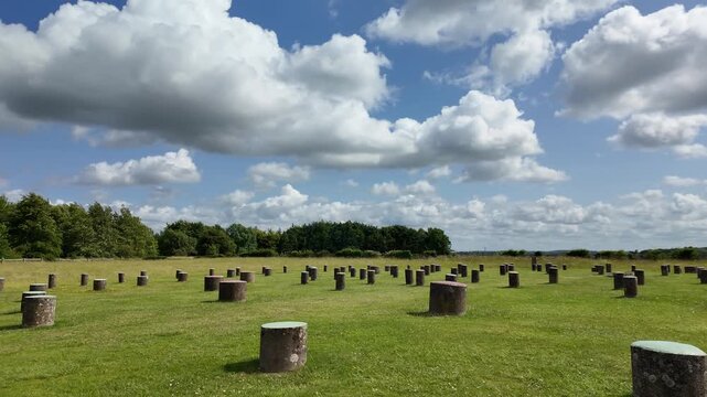 Amesbury Wiltshire England UK. 08.07.2025. Video. The historic site of Woodhenge  with grass blowing close to Stonehenge in Wiltshire England UK