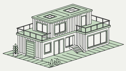 Smart House with Shipping Container, Modern Shipping Container Home, Container house, Container custom home design Plan with Top View for Architectural and Real Estate Design, Small Home