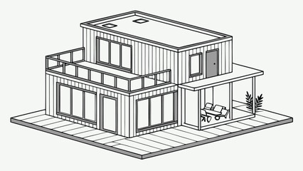 Smart House with Shipping Container, Modern Shipping Container Home, Container house, Container custom home design Plan with Top View for Architectural and Real Estate Design, Small Home