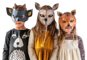 PNG Children wearing animal masks
