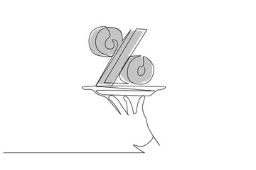 special discount percent plate hold buy sell economy one line art design vector