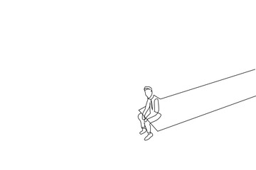 person man outside sitting thoughtful alone alone calm time one line art vector