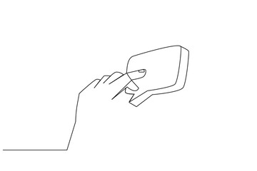human touch finger message bubble dialogue sign one line vector