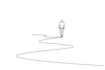 person walk go away free relax alone thoughtful back view one line art design vector