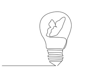 light bulb butterfly energy business new idea one line art vector