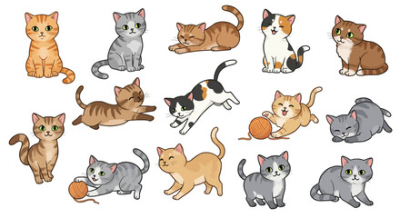 Fototapeta premium Cute Cat Vector Set Graphic Clipart Design