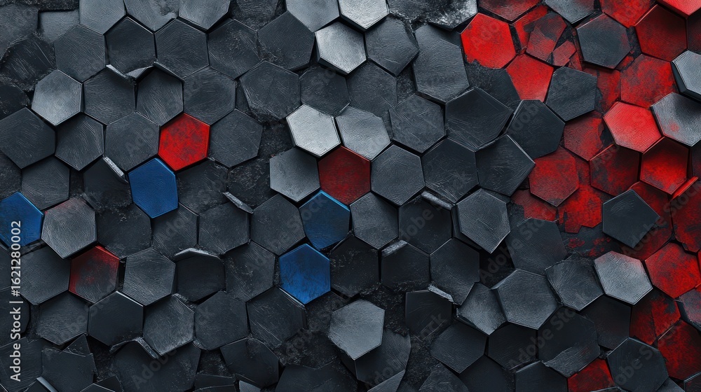 Aufkleber abstract honeycomb pattern with varying color and depth. dark, modern design