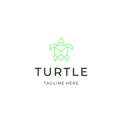 Line art turtle logo design. simple animal icon illustration vector