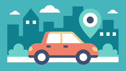 Fototapeta premium Community Connection An illustration of the ridesharing service logo on a vehicle parked in a community area symbolizing connection and availability.