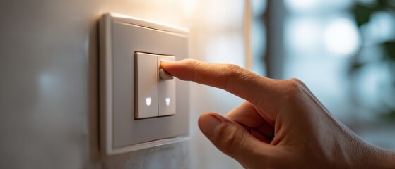 Hand Turning on a Modern Light Switch
