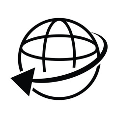 Arrow Looping Around Globe Outline Logo