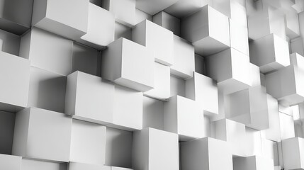 Obraz premium Abstract Modular White Cubes in Staggered Composition