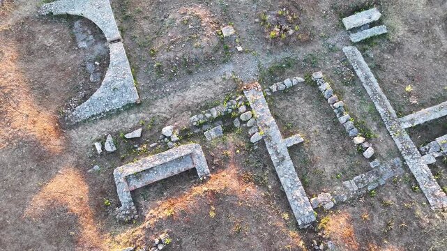 Sunset over the ruin of antic Illyrian city Bylis, Albania.