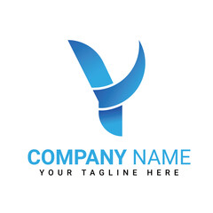 Fototapeta premium Blue Letter Y Logo with Company Name and Tagline for Branding