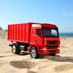 Red truck on beach