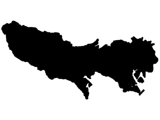 少しゆるい東京都のシルエット 関東 東日本 首都