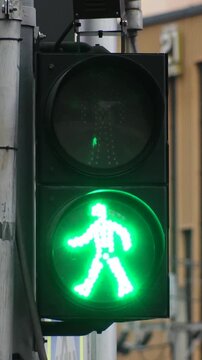BANGKOK, THAILAND : Close up shot of traffic light at the street. LED signal light.