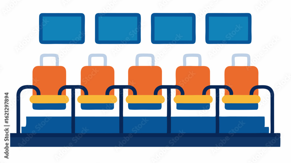 Poster accessible seating a ferry interior showing rows of comfortable seating designed for passengers with