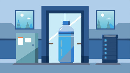 A water bottle filling station is conveniently located near the entrance of the changing area encouraging visitors to stay hydrated.