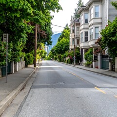 Residential street lined with trees