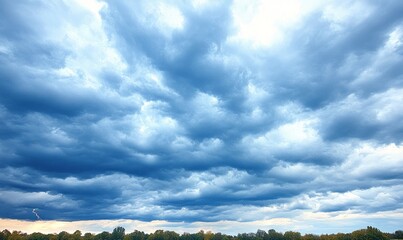 Stormy sky over a rural landscape, dramatic cloudscape, impending rain, nature background, ideal for weather reports
