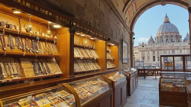 Religious souvenir shop in the Vatican.