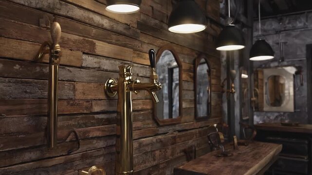Beer tap in a barber shop.