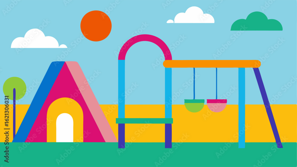Poster accessible playground a colorful playground designed for inclusivity featuring adaptive swings and e
