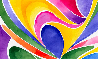 Bright watercolor background with colorful abstract pattern