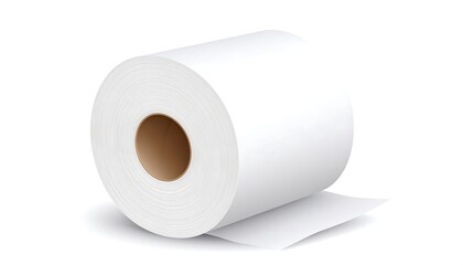 Rolled toilet paper on white background