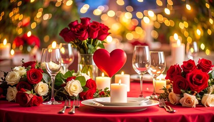 Romantic dinner table setting