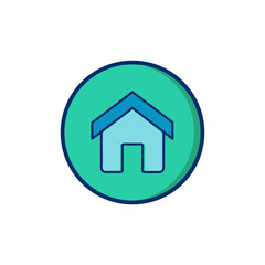 Fototapeta premium Simple house icon within a teal circle on a black background