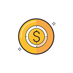 Golden coin with dollar symbol and sparkling effect