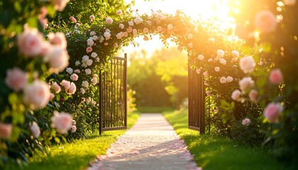 Rose garden archway path