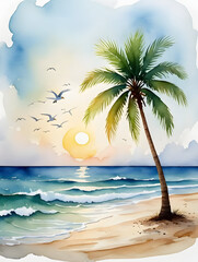 tropical beach with palm trees