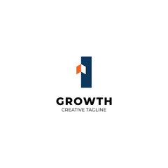 Simple and clean growth logo with letter I and arrow up for finance, investment and wealth management logo