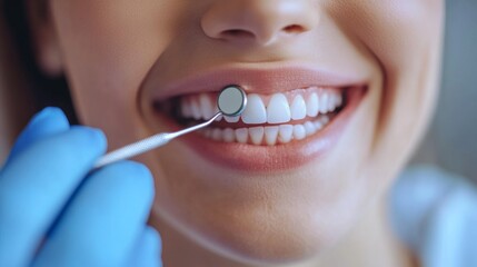 Smiling woman with teeth cleaned by dentist, demonstrating a healthy smile and oral hygiene routine.