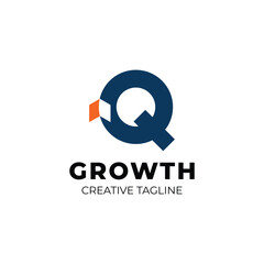 Simple and clean growth logo with letter Q and arrow up for finance, investment and wealth management logo