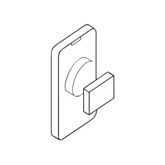 Isometric phone with a minimal app interface and a simple design on a white background