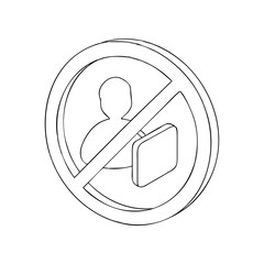 No social media icon featuring a person with a briefcase in a prohibited sign on a white background