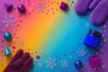 Winter Skincare Flatlay with Moisturizer and Balm on Colorful Background