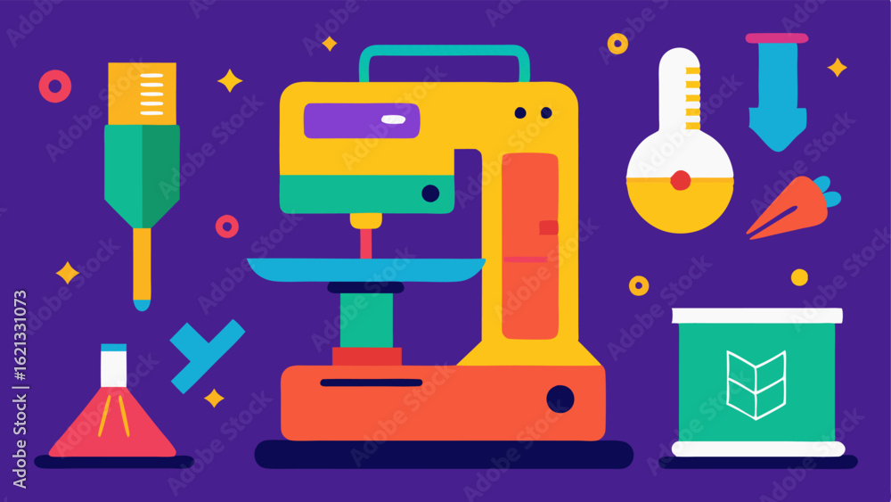 Poster 3d printing prototypes a vibrant illustration showing a 3d printer in action creating a prosthetic l
