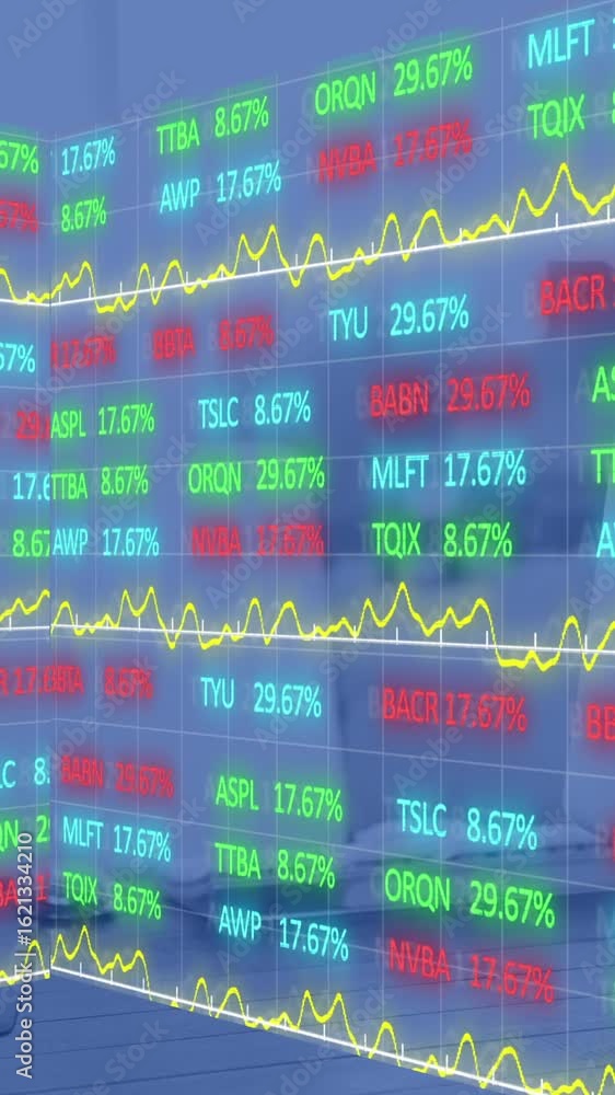 Poster animation of data processing over office