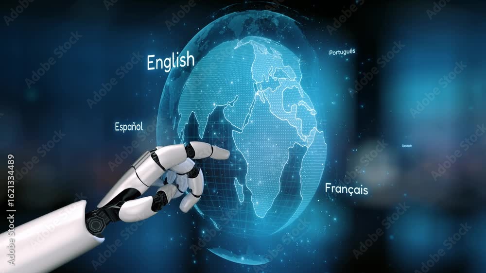 Aufkleber ai artificial intelligence bridges global language communication with multilingual virtual assistant